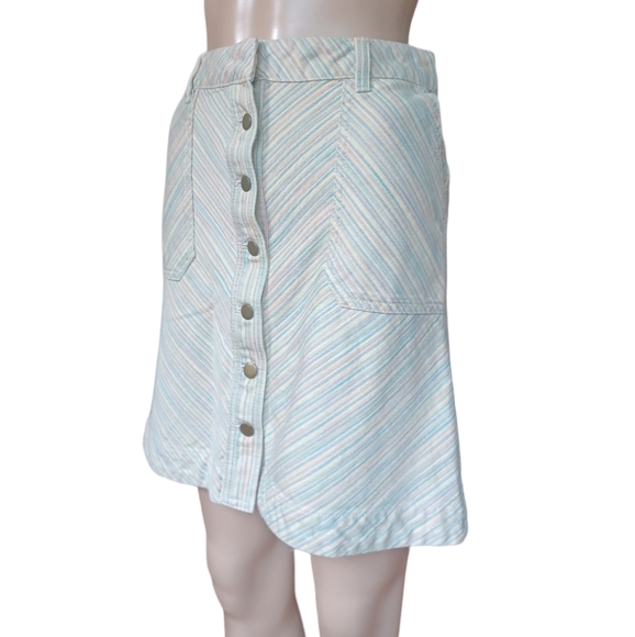 Anthropologie Pilcro And The Letterpress Womens Stripe Button Aline Skirt Size 4 - Picture 4 of 8